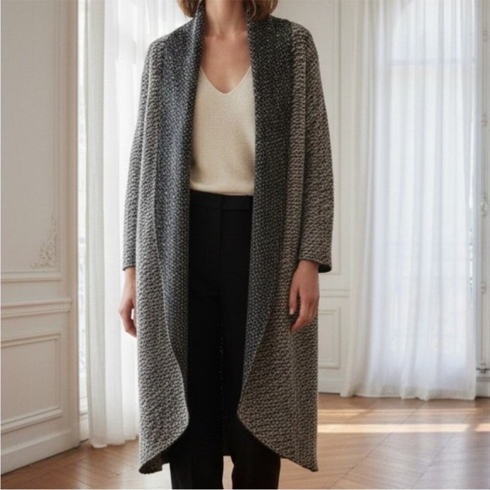 Bryn Walker Textured Bouclé Cocoon Coatigan Castagna Cardi Made in USA Sz XS